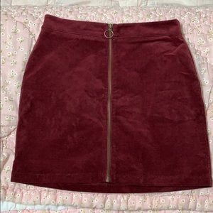 Red velvet skirt